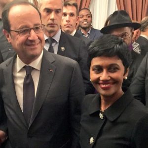 François Hollande et Ericka Bareigts à la cérémonie des voeux du ministère des Outre-mer