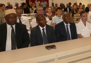 Le président Soibahadine Ibrahim aux côtés du préfet Frédéric Veau, du député Ibrahim Aboubacar, et du maire Mohamed Majani