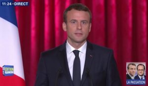Emmanuel Macron lors de son 1er discours officiel à l'Elysée