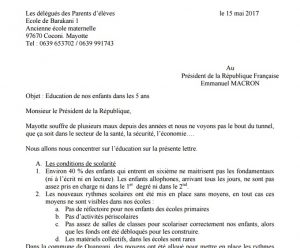La lettre au président Macron des parents de Barakani