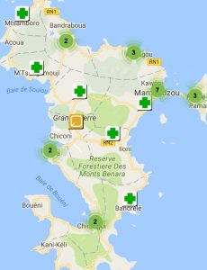 Carte des 25 points de collecte à Mayotte