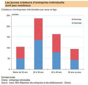 L'âge des créateurs d'entreprises en 2016 à Mayotte (INSEE)