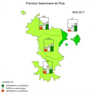 Les prévisions saisonnières de pluie de septembre à novembre 2017 (Source: Météo France)